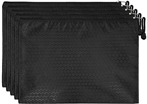 Bailinks Pochette Document, Sac de rangement en toile A4 pour l'école, le bureau stockage de Facture, la papeterie, les magazines, les cosmétiques(Noir)