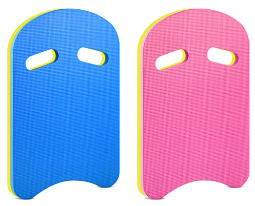 Kickboard Swimming Training Kick Board U Design Summer Aid Float Equipment EVA Foam with Integrated Hole Handle for Water Pool Accessories(Blue, Pink,2 Pcs)