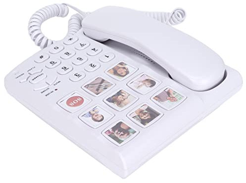 Teléfono Fijo, Ld-858Hf, con Cable, Botón Grande, Teléfono Fijo, Memoria Fotográfica, Teléfono con Cable, Compatible con Marcación con Una Sola Tecla/Manos Libres, para Personas Mayores