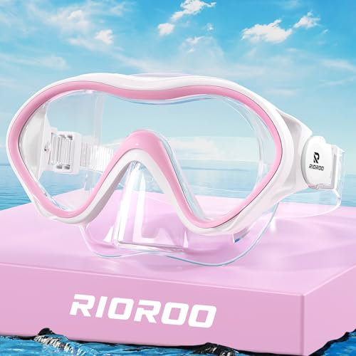 RIOROO Taucherbrille Kinder,Schnorchelset für Jungen Mädchen,Schwimmbrille Kinder mit Nasenabdeckung Anti Nebel Anti-Leck Tauchmaske 180°Panorama HD Schwimmmaske für 4-14 Jahre