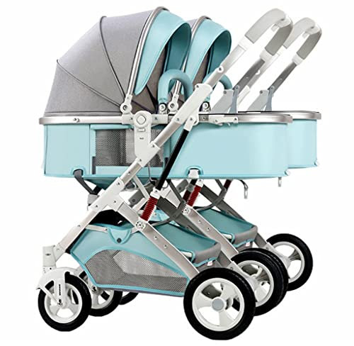 Doppel-Baby-Kinderwagen für Neugeborene, Zwillings-Kinderwagen für Säuglinge und Kleinkinder, abnehmbarer Wagen mit Moskitonetz, Grau, A, tragbarer, faltbarer Kinderwagen, 1 Stück, leicht und