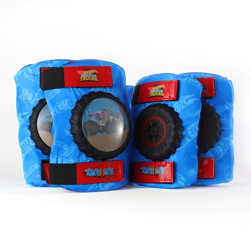 Hot Wheels Elbow and Knee Pads for Kids, Protective and Comfortable Outdoor Gear Set for Ages 3+ with Adjustable Velcro Straps, Shock Absorption, Bike Knee Pads for Boys and Girls