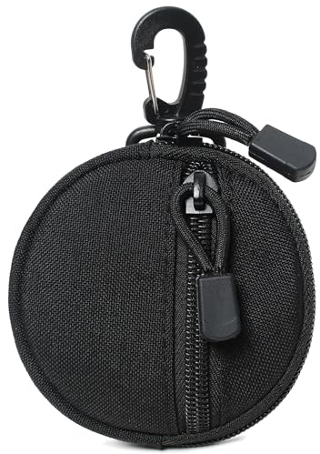 GMYIAK Poche pour pièces de monnaie, sac à monnaie rond avec fermeture éclair et mousqueton, sac de changement, petit organisateur, sacs porte-clés porte-monnaie, noir, Einheitsgröße, moderne