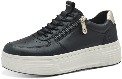 Tamaris Comfort Damen Plateau Sneaker mit Reißverschluss Bequem, Schwarz (Black/Gold), 42 EU