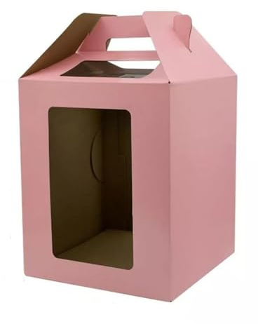 Easnea Cajas altas para tartas con ventanas, cajas grandes escalonadas para tartas, contenedores de transporte de pasteles, cajas de almacenamiento de pasteles para bodas, cumpleaños, fiestas (rosa,
