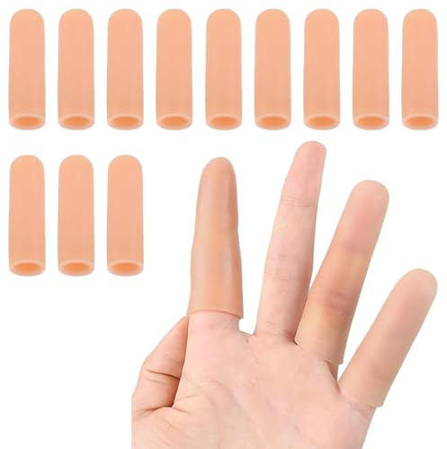 AFCJLTO 12 piezas Protector de Dedos Gel Funda Finger Protector Casquillos Dedos Mano de Silicona Manga de Dedos,para Agrietamiento de Dedos, Callos, Artritis de Dedos