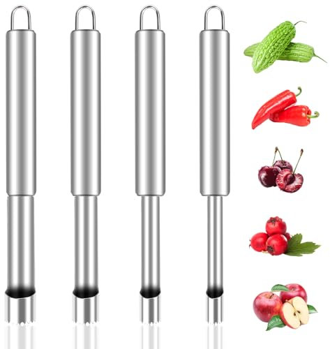 4 Stück Apfelentkerner, 4 Größen Apfelausstecher Edelstahl, Edelstahlentkerner Apfel Apfelstecher Ausstecher, Corer Kernausstecher, Küchenhelfer für Obst und Gemüse