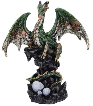 Nemesis Now Den Defender - Figura decorativa de dragón pintada a mano, color verde