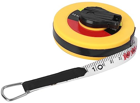 Ruban à Mesurer en Fibre de Verre, Ruban à Mesurer Professionnel, Robuste et Compact de 30 M, adapté à L'arpentage des Routes, des Chemins de Fer, de l'électricité et de la (10 cm)