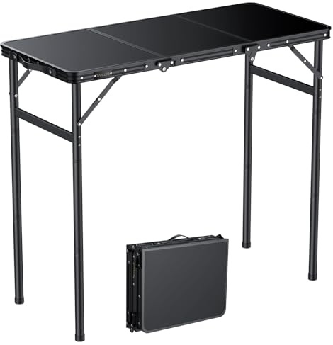 GARLLEN Folding Camping Table 3 Adjustable Height Max 29.4, 35.4 Lx15.7 W