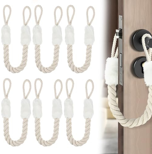 Lot de 6 cordons de porte anti-pincement - 60 cm - En coton - Avec corde de butée de porte - Protection anti-pincement - Pour animaux de compagnie et enfants