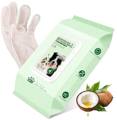 GLADFRESIT Pet Grooming Glove Wipes for Dogs & Cats, 90g, 20 Pcs
