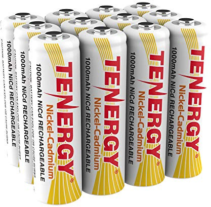 Tenergy AA Rechargeable Battery NiCd 1000mAh 1.2V Battery Pack for Solar Lights, Garden Lights, 12 Pack