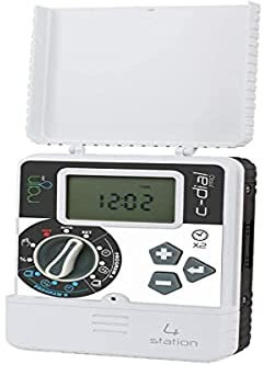 Rain C-Dial Centralina per irrigazione da interno, programmatore elettrovalvole con solenoidi, 4 zone, a 24 V AC