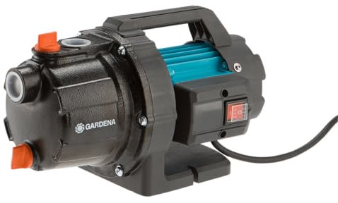 Gardena Bomba de jardín 3700/4 Basic: bomba de riego caudal 3700 l/h, potencia 800 W, duradera gracias al eje de acero inoxidable, carcasa de fundición, posibilidad de conexión de rociadores (9010-47)