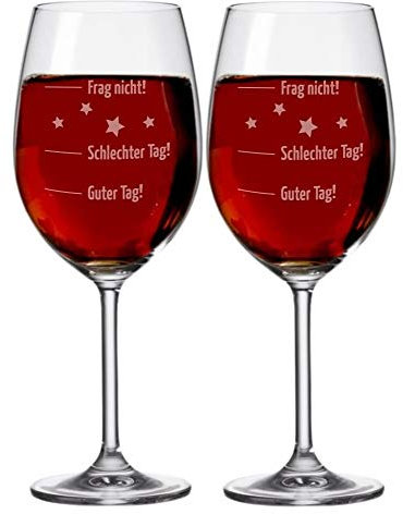 4youDesign 2-er Set Weingläser XXL Guter Tag, Schlechter Tag – Gläser als Geschenkidee zu Weihnachten – 640 ml groß – Wichtelgeschenk für Kollegen, Männer und Frauen - Spülmaschinengeeignet