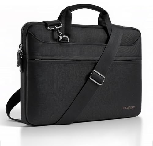 DOMISO laptoptasche 17 zoll, Wasserabweisende laptop tasche 17+ zoll, laptop tasche mit Schultergurt, laptoptasche für 17-17.3 Notebook/Lenovo IdeaPad/HP Envy/MSI GS73VR Stealth Pro, Schwarz