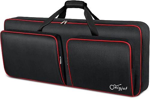 SNIGJAT 49 Key Keyboard Case Soft, Piano Bag with Padded Pockets for Laptop, Cables, Pedals, Waterproof Keyboard Gig Bag with Handles and Adjustable Shoulder Straps, Interior Size: 33.5x12.4x3.9