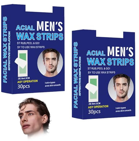 Thoquene 60 Stück Wachsstreifen Gesicht, Kaltwachsstreifen Männer Lippen Augenbrauen für Alle Hauttypen