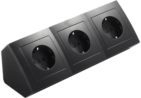 Prises sous-plan | Style | Prises avec contact de protection à 3 voies, câble de 15 cm avec bornier, 230 V / 16 A, surface, noir mat