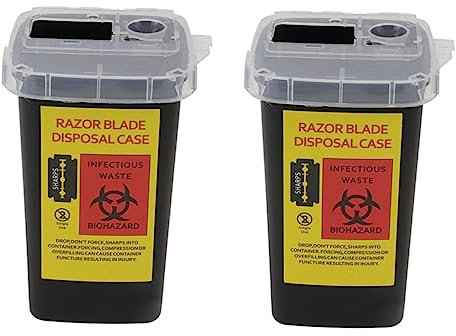 MUSISALY 2piezas Caja De Almacenamiento Para Cuchillas De Afeitar Contenedor Portátil Para Desecho De Cuchillas Usadas Para Barberías y Peluquerías Plástico Duradero Con Tapa
