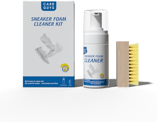 care guys Set di pulizia per scarpe da ginnastica, soluzione detergente schiumogena con spazzola per la pulizia delle scarpe, tripla capacità di pulizia per scarpe, scarpe da ginnastica, pelle, nabuk,
