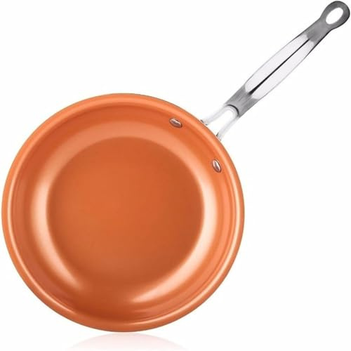 Toutrop Copper Frying Pan, 8 Inch Non-Stick Cookware, Chef Skillet with Ceramic Coating, Oven Dishwasher Safe, PFOA Free, Home Use for All Stove