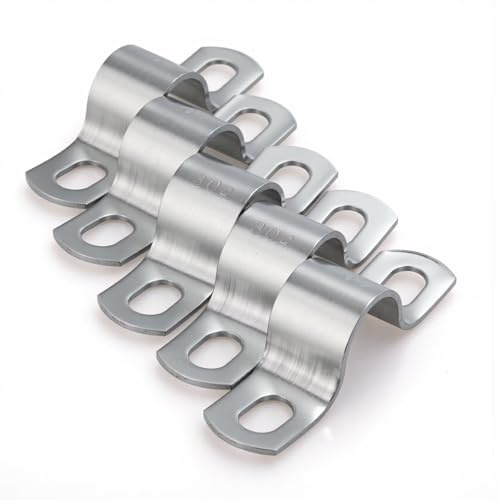 15 PCS 7/8 Inch, 304 Stainless Steel Thickened Pipe Clamps, Heavy-Duty Two Hole U-Bracket Conduit Clips for HVAC, Electrical, Plumbing, Secures Rigid Pipe/Tube on Wood/Metal/Concrete (22mm)
