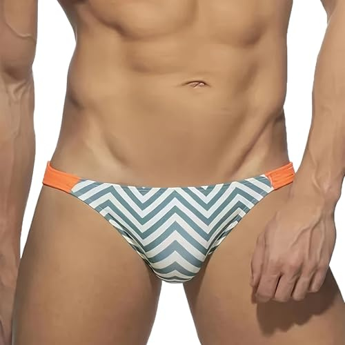 Slip De Bain Homme sexy, Maillot De Bain Homme mini slip taille basse Respirant à Séchage Rapide Poids Léger Short De Bain motif géométrique Eté Confortable string bikini de plage Swimming Trunk