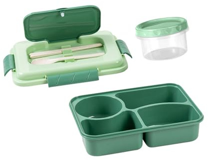 Contenitore per il pranzo multi scomparto sicuro per microonde, con contenitore per zuppe e utensili, design a prova di perdite, per ufficio, scuola, pasti, scatola Bentos multi scomparto con ciotola