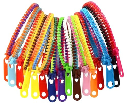 DOKRIN Braccialetti per bambini Set da 20 braccialetti con zip in colori misti - giocattoli sensoriali e antistress per bambini, braccialetti dell'amicizia alla moda
