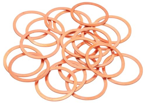 QUARKZMAN 20Pcs Rondelles Plates Cuivre M33, 33x40x1.5mm Rondelle Plate Cuivre Amelioree Joint D'Etancheite Metrique Ecrasable Pour Raccords Hydrauliques Vis Boulon Ecrou Reparation