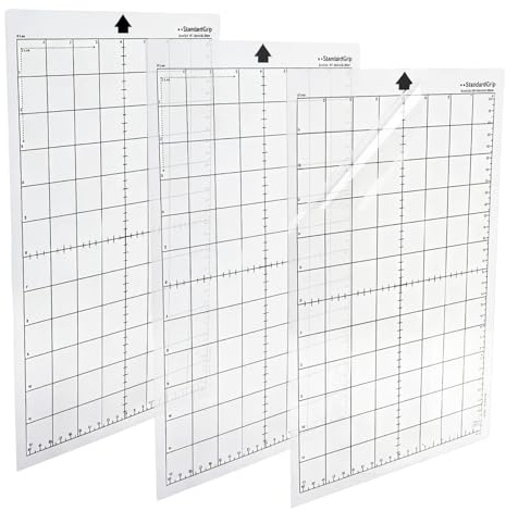 GZRXIOUS 3 Piezas Tapetes de Corte Transparentes 33,8x 22,5 cm con Cuadrícula – Autoadhesiva Tapete de Corte para Plotter, Accesorios Plotter para Manualidades, Papel y DIY