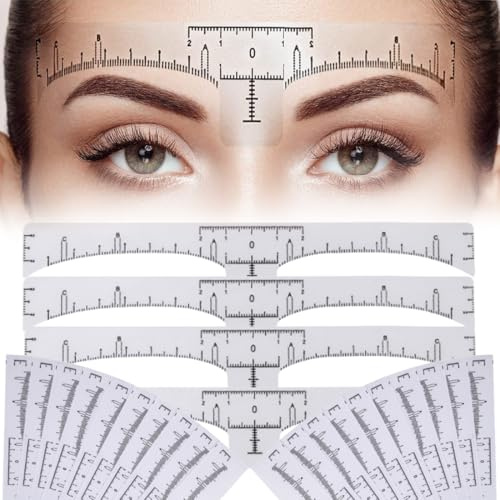 Kit Stencil per Sopracciglia, 100 Pezzi, strumento di misurazione adesivo per tatuaggio, Monouso Sopracciglio Righello Sticker, adesivo per il trucco, Riutilizzabili, 180 x 22 mm
