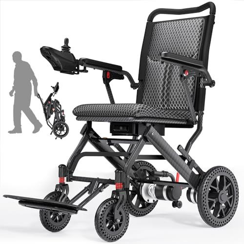 Easwe E10 Silla de Ruedas Plegable Ligera Para Adultos/Mayores 19 kg, 25/50 km Autonomía Silla Electrica, Batería Litio Extraíble, Motor 500W, Todo Terreno Sedia a Rotelle Elettrica (12AH)
