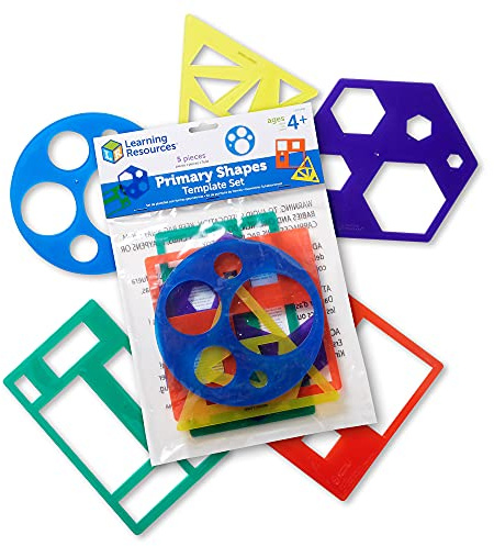 Learning Resources Plantillas Geométricas – Set de 5 Figuras para Dibujo Educativo y Aprendizaje Visual – Para Niños 4+ Años – Ideal para Casa o Aula