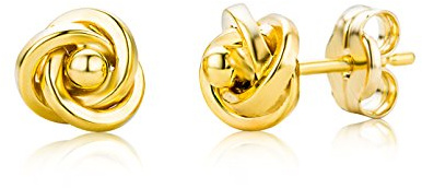 Miore Knoten Ohrstecker für Damen 9 Karat – Elegante Ohrringe aus 375 Gelbgold im Knoten-Design – Hochwertiger Ohrschmuck Ø 6 mm
