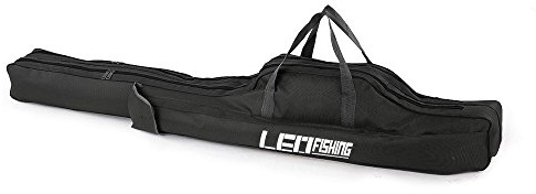 LIXADA 100cm / 150cm Sacs de Pêche Polyvalents Pliants Sac à Canne à Pêche Sacs Zippés Sacs de Rangement Porte-Poche (Noir-100CM)