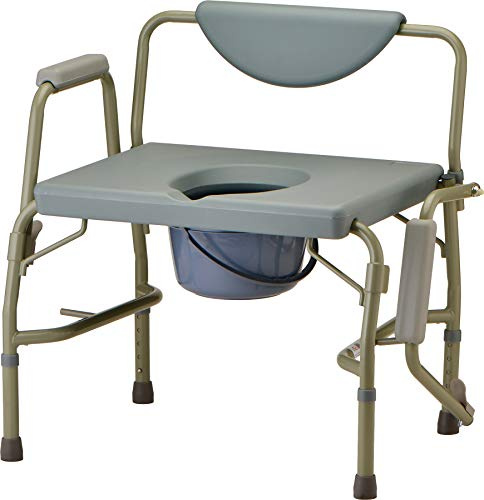 NOVA Medical 500 lb. Weight Capacity Heavy Duty Bedside Commode Chair with Drop-Arm (for Easy Transfer), Extra Wide Seat & Bariatric Commode Chair, Grey