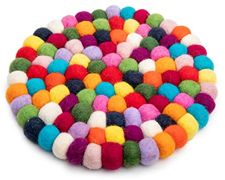 Woolygon Funtersetzer aus Filz – Getränkeuntersetzer aus Filz Für Warme Gerichte, Niedliche Tisch- und Autountersetzer, Hitzebeständiges, Langlebiges Filzdesign, Handgefilzt in Nepal – 7,8 Zoll