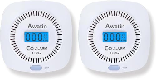 2 Pack Carbon Monoxide Detectors - Carbon Monoxide Alarm Battery Powered, CO Detectors with Digital Display for Home, Easy to Install