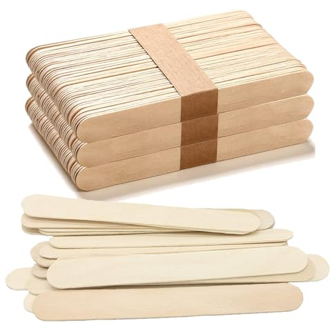 HotKrump 150 Bastoncini in Legno, Spatole Con Bordi Rotondi e Puliti per Rimozione Capelli e Bricolage, 1,8 cm x 15 cm