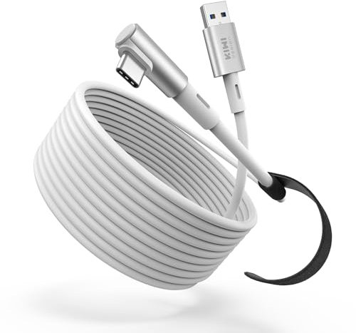 KIWI design Link Kabel 5M Kompatibel mit Meta Quest 3S/Quest 3 Zubehör, Quest 2/Pro/Pico 4 PC Steam VR, USB 3.0 Link Kabel mit 5Gbps Super Speed (Weiß)