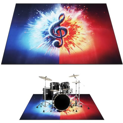 Trommelteppich, 1,8 x 1,5 m, rechteckig, Schlagzeug-Teppich mit rutschfester Unterseite, schalldichter Musikinstrument-Teppich, professionelles Schlagzeugzubehör