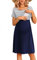 Ekouaer Women's Nursing Dress Summer Short Sleeve Patchwork Maternity Breastfeeding Knee Length Dress, Stripe Navy, L