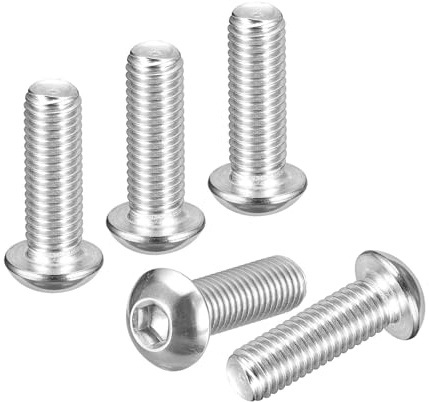 DTGN M10–1,5 x 30 mm sexkantsskruvar med platt huvud – 5-pack – lämplig för vägcykel, mountainbike, bil, motorcykel – 304 vitlackerad rostfritt stål – sexkantiga drivfästen