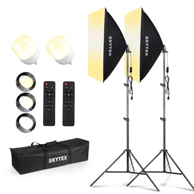 Skytex Softbox Lighting Kit 2Pack,20x28in Soft Box |Upgrade 135W 2700-6400K 100V-240V AC E27 LEDBulb Continuous Photography Lighting,Photo Studio Lights Equipment for Camera Shooting,Video Recording
