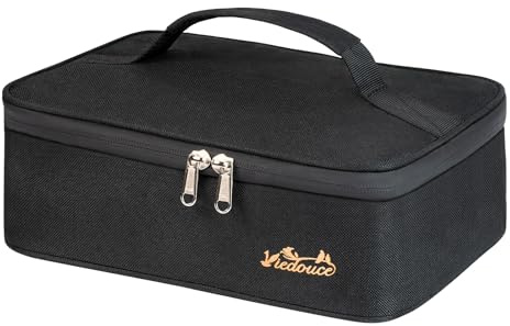 Viedouce Lunchtasche 4L Wasserdicht Isoliert, Doppelreißverschluss Mini Kühltasche zum Mitnehmen für Männer/Frauen, Luftdichte Isoliertasche für Büro/Schule, Faltbar Thermotasche, Schwarz