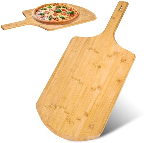 IQHLXN pizza peel 14 inch，16 L x 14 W Plate, with 8 L Wooden Handle, 24 Overall Length，Wooden Pizza Peel.14 IN Pizza Peels (Large)