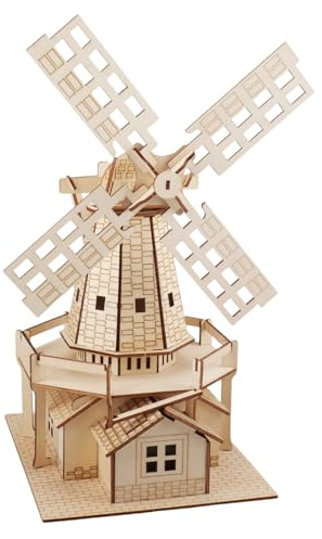 Rongxze Puzzle in legno per adulti, modello mulino a vento olandese, kit fai da te per adulti e bambini, educazione e artigianato decorativo, dimensioni 36,2 x 26,5 x 18 cm